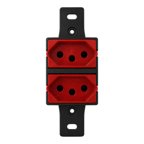 Módulo de Tomada Dupla Flex 10/20a P/ Condulete Sobrepor - Vermelho