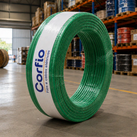 Rolo 100m Fio Elétrico 10mm Corfio 1ª Linha - Verde