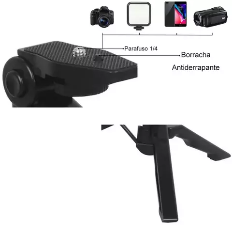 Kit Youtuber Tripe Vlog Live Suporte Celular Led com Microfone Fazer Vídeos