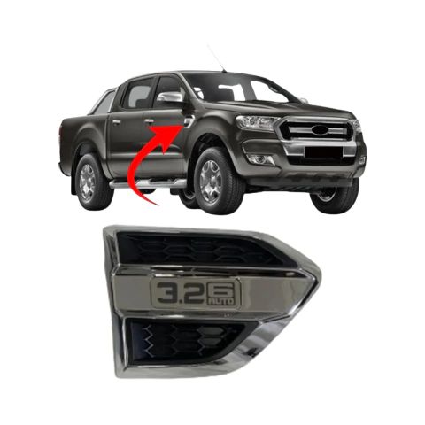 Moldura Emblema Lateral Paralama Ford Ranger 2016 2017 2018 2019 2020 2021 2022 2023 Cromado