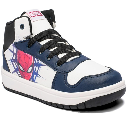 Tenis Disney Menino Cano Medio Marvel Homem Aranha - Branco Off/Marinho/Preto