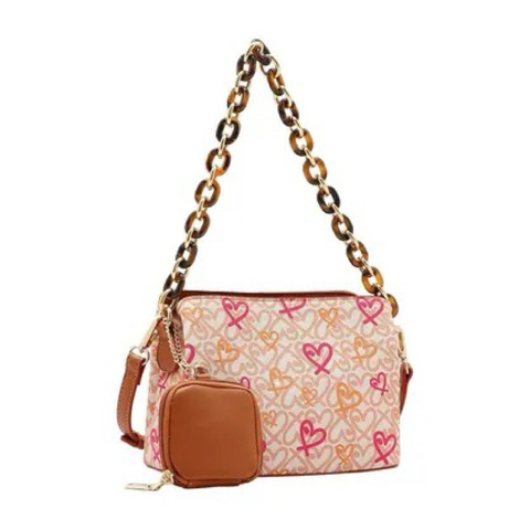 BOLSA FEMININA CHENSON ORIGINAL - CLASSIC HEART ALCA DE OMBRO BEGE CG84990