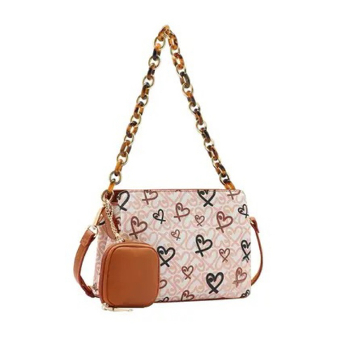 BOLSA FEMININA CHENSON ORIGINAL - CLASSIC HEART ALCA DE OMBRO BEGE CG84990