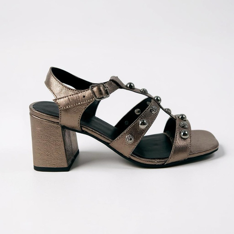 Sandália Couro Flay Metal Ônix Dani Duran 90601