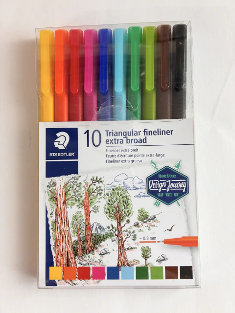 Kit Fineliner Staedtler Triangular Extra Broad – 10 Cores Ponta 0.8mm