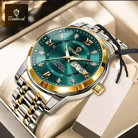 Relógio Masculino Luxo Clássico Quartzo Aço Inoxidável À Prova D’Água Vestor Binbond - Estilo para Casual Luxo - comprar online