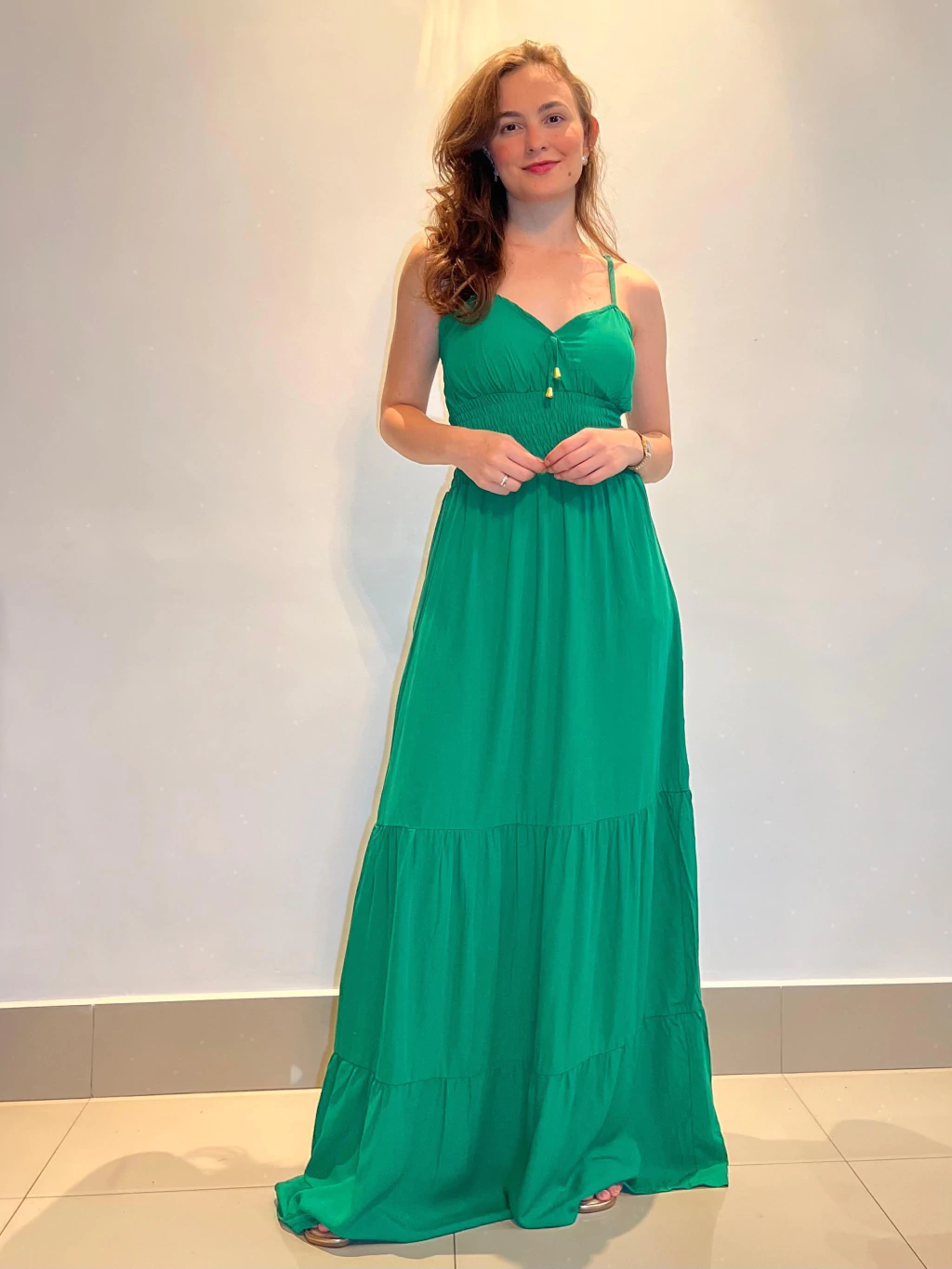 Vestido Longo Verde Bandeira