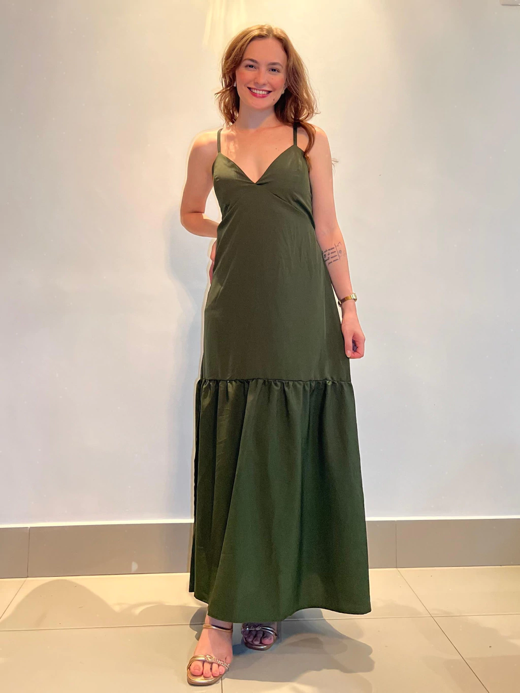 Vestido Longo Verde Militar