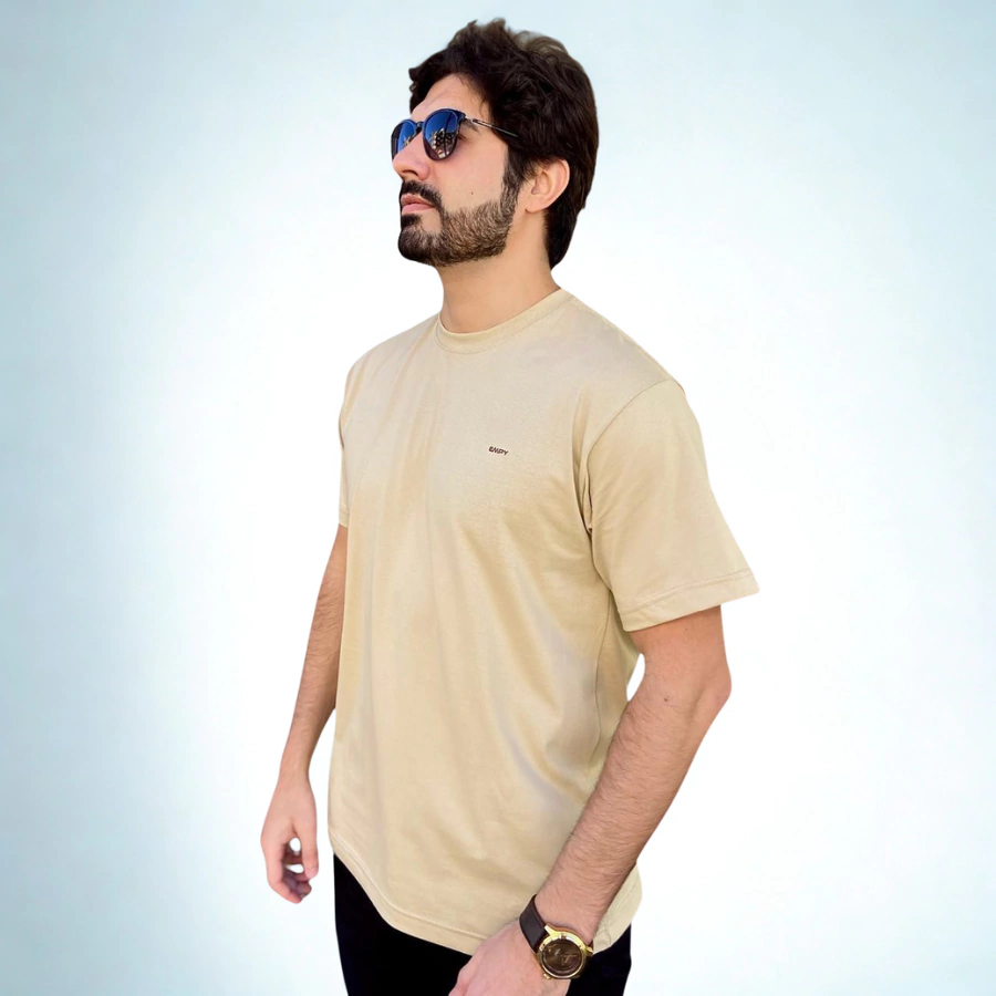 Camiseta Essencial Bege 100% Algodão Masculina