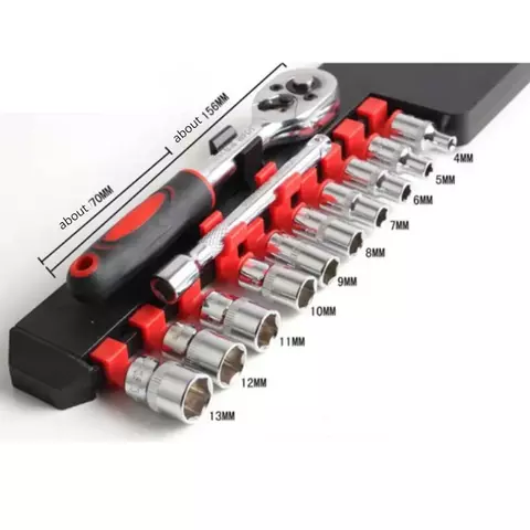 Jogo de soquetes e catraca 1/4 polegadas