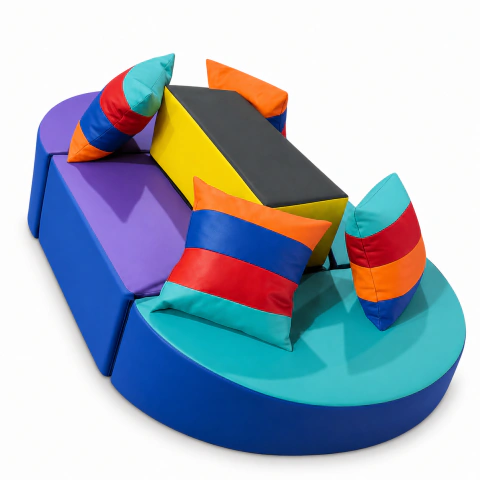 Circuito Sofá Infantil Espumado Modular Colorido 8 Peças