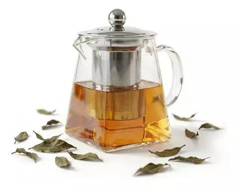 Tetera De Vidrio Borosilicato Con Infusor Acero Inox 950ml
