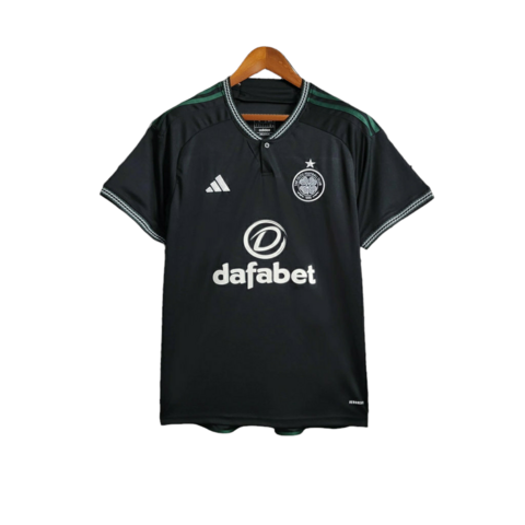 Camisa Celtic II 23/24 - Torcedor Adidas Masculina - Preta com detalhes em cinza e branco