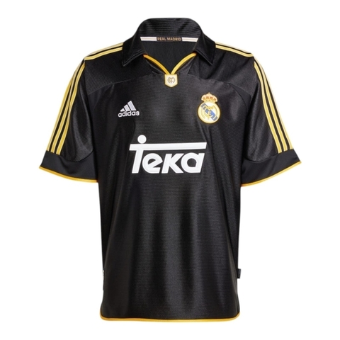 Camisa Retrô Real Madrid II 1999/00 - Masculina Adidas - Preta com detalhes em amarelo