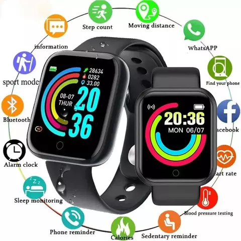 Smartwatch D20 - Relógio Inteligente y68 Esportivo Bluetooth Android/iOS - Com f