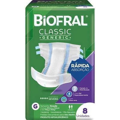 FRALDA GERIÁTRICA BIOFRAL CLASSIC TAM G PCT C/8