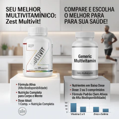 Multivitamínico Zest Nutrition Multivit 120 Comprimidos - 22 Vitaminas e Minerais A-Z Premium