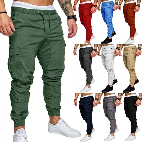 Calças masculinas finas moda casual jogger calças 2020 streetwear calças de carg