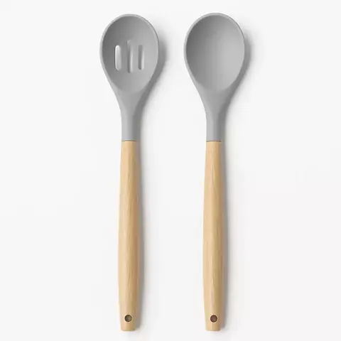 Set x2 Utensilios | Silicona y mango de madera