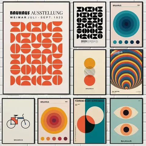 Abstrato Laranja Bauhaus - Cartaz Geométrico