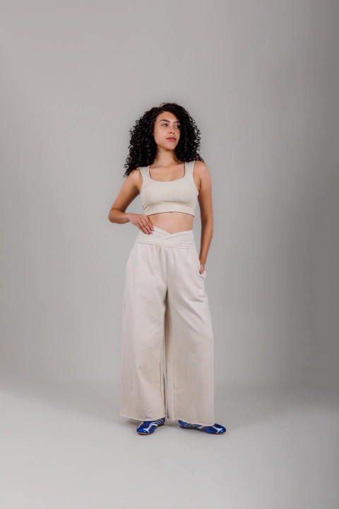 Calça lounge em algodão stretch Chalk