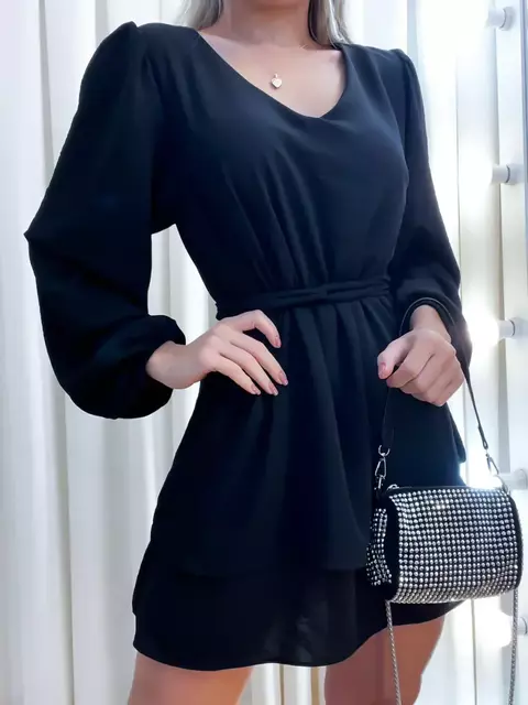 Vestido Curto Manga Longa