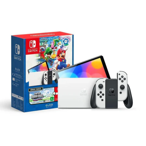 Nintendo Switch Oled Bundle Mario Bros. Wonder + 3 Meses de Assinatura Nintendo Switch Online