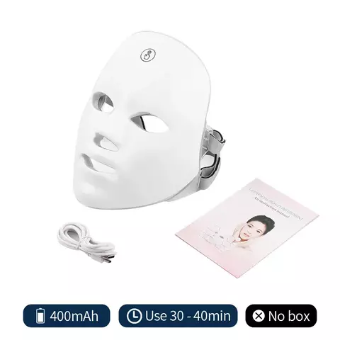 Máscara facial recarregável com led, 7 cores, fóton, máscara de beleza, rejuvene