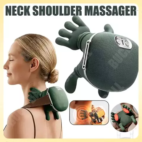 Massageador Elétrico para Pescoço e Ombros – Movimento de Mãos Humanas + Aquecimento