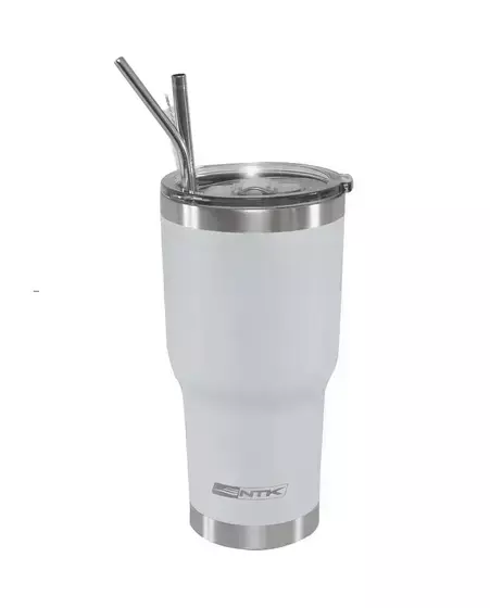 Copo Térmico Inox Siluet 850ml 2 Canudo e Escova NTK Branco - Nautika