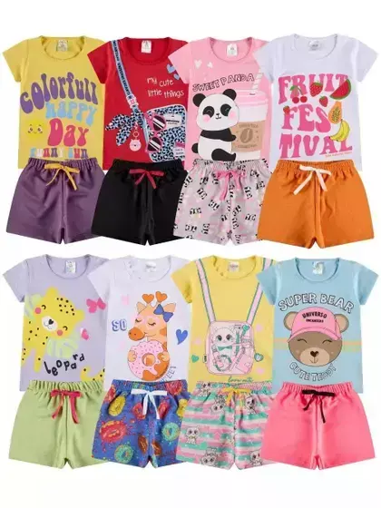 Kit Sortido 14 Peças de Roupas Infantil Menina Conjunto Verão Roupas Infantil Menina dias quentes - Polo Infantil