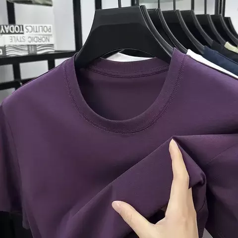 Camiseta confortável macia 45.3% lyocell verão masculino passeio antibacteriano