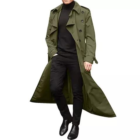 Blusão masculino primavera outono manga longa extra longo trench coat