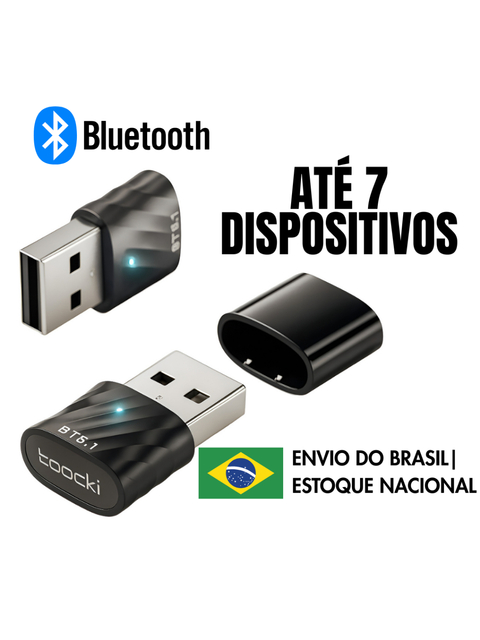 Adaptador USB Bluetooth 5.1 Toocki – Até 7 Dispositivos, PC, Notebook, Teclado, Fone, Mouse