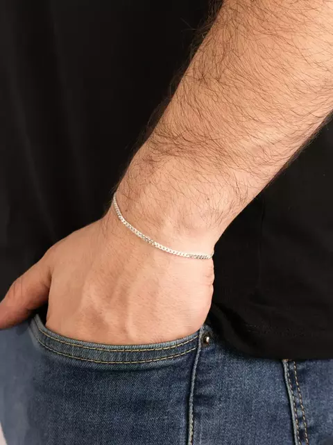 Pulseira Masculina de Prata 925 Elos Grumet 2.2mm