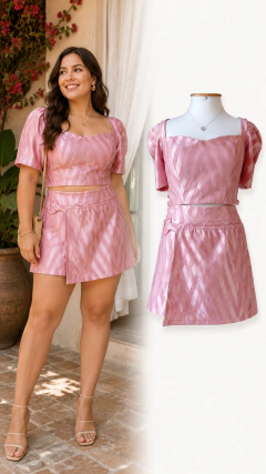 Conjunto Rosa Top e Short (Tam G)