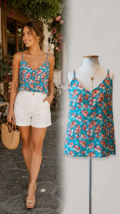 Blusa Florida Azul (Tam P)