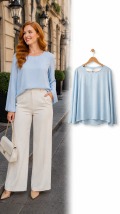 Blusa de manga longa aberta atrás (Tam M)