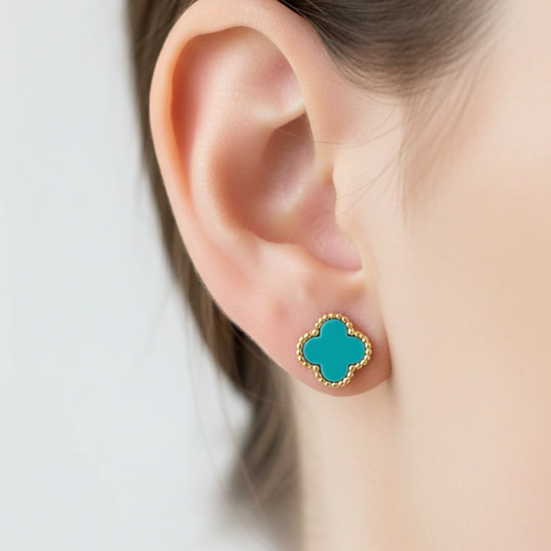 Brinco Semijóia Folheado - Verde Água