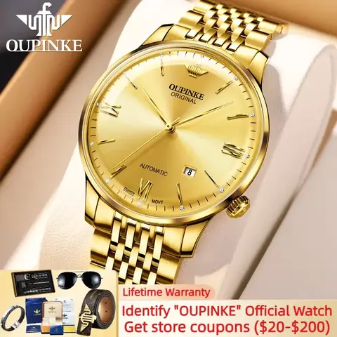 OUPINKE 3269 Brand Men's Watch Swiss Ultra-thin Movement 7mm Automatic Mechanical Watch Sapphire Mirror Wristwatch