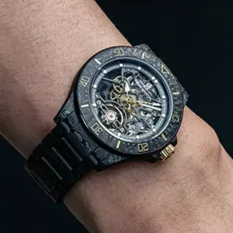 CRONUSART Men Automatic Watch 42mm Mechanical Wristwatch Carbon Fiber Case & Strap Luminous Sapphire Rotation Carbonfiber Bezel