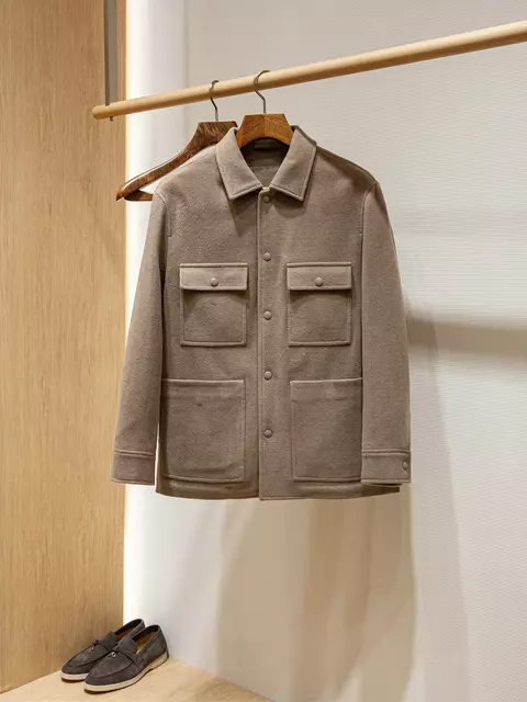 100% wool, old money style autumn and winter men's casual shirt jacket