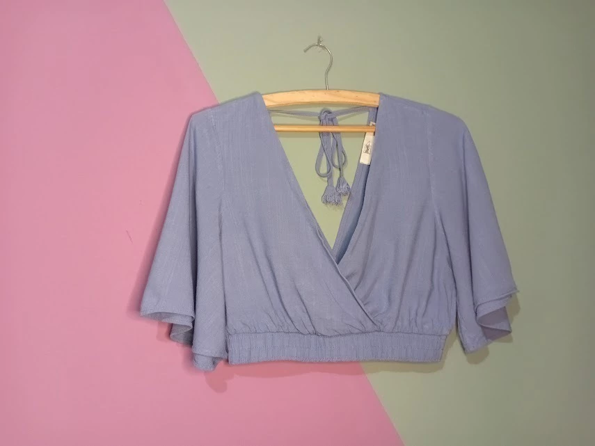 Cropped Azul Pool – Decote V Frente e Costas – 38