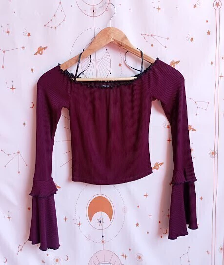 Blusa Manga Flare Vinho Forever 21 - P