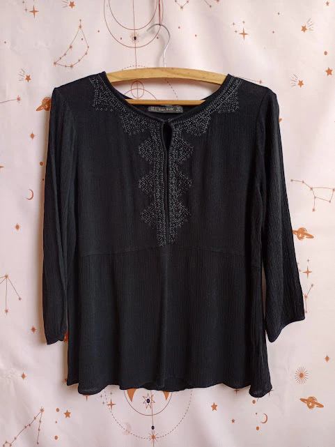 Blusa Bata Zara Preta - M