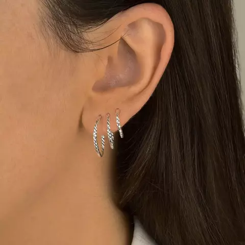 Trio de Brinco Redondo Torcido de Prata - comprar online