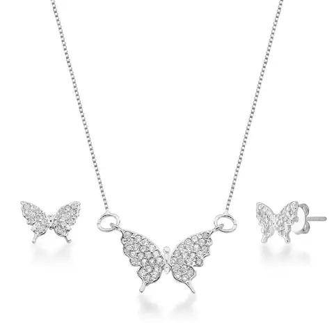 Conjunto Borboleta Cravejado de Prata (40cm) - comprar online