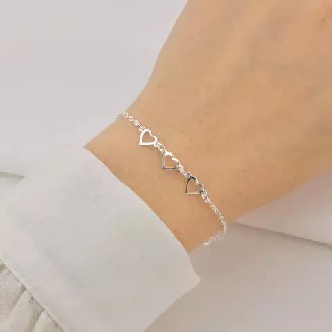 Pulseira 3 Corações Vazados Central de Prata - comprar online