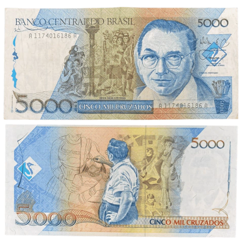 CÉDULA - 5000 CRUZADOS - BRASIL (1989-1990)
