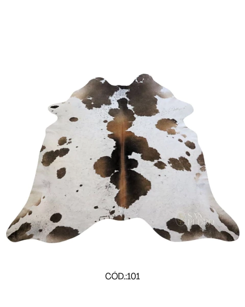 Tapete de Pele Bovina Manchado Marrom e Branco 2,30 (C) x 2,23m (L) - Cód: 101 - comprar online